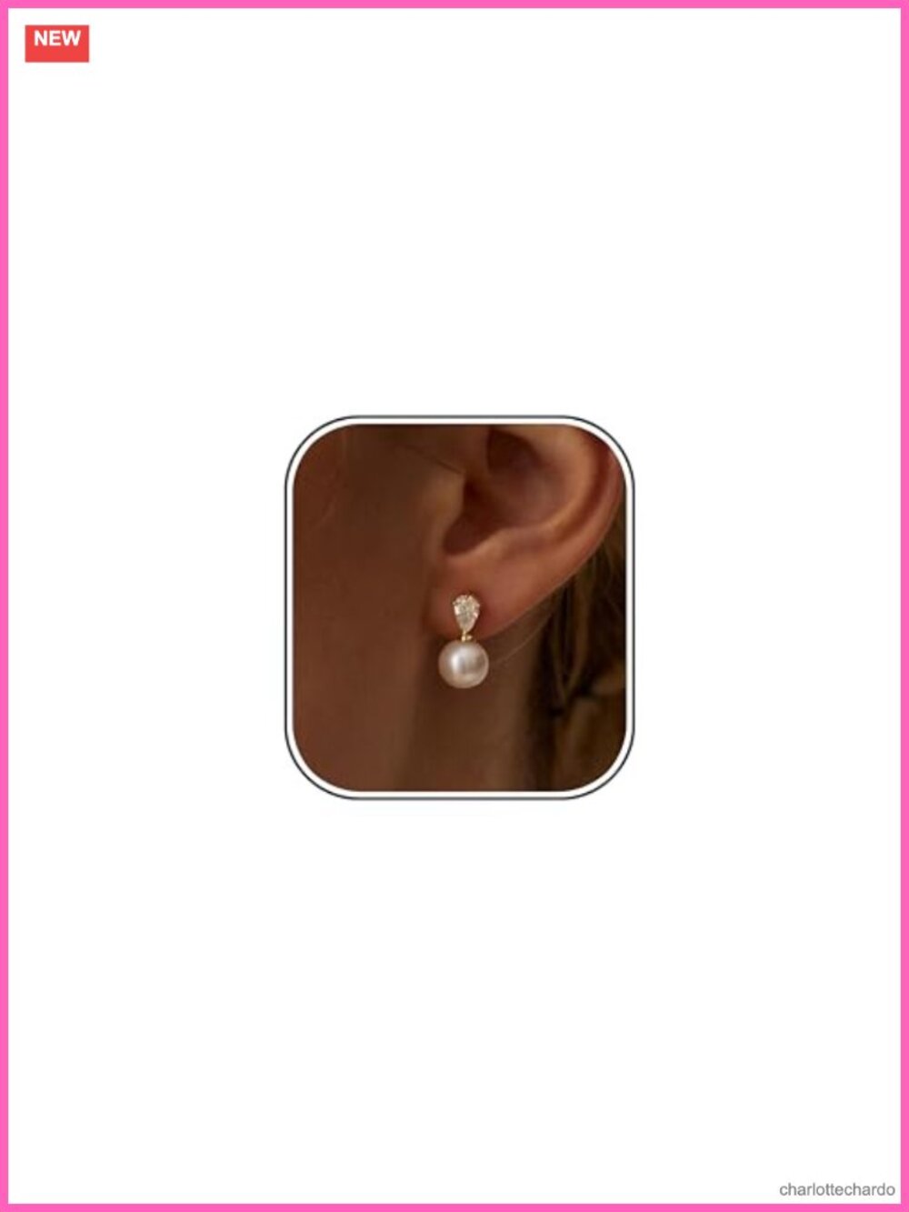 14k Gold Plated Pearl Drop Earrings for Women Dainty Bridal Dangle Teardrop CZ